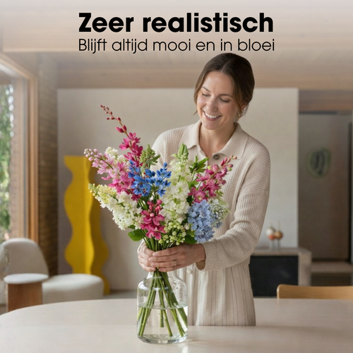 Mica Decorations Kunstboeket Kyra - Decoratief Boeket - Kunstplanten voor Binnen - Kunstplant Zonder Onderhoud - Veldboeket Kunstbloemen