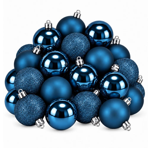 Mica Decorations Bal Onbreekbaar Donkerblauw 27 Stuks - Kerstballenset van Gerecycled Polystyreen - Diameter 8 cm - Stevig Ontwerp voor Kinderen en