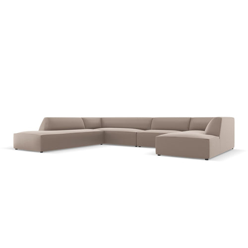 Cosmopolitan Design - Modulaire panoramische hoekbank links Siena 7-zits, imitatieleer lichtbruin - 273x366x69cm