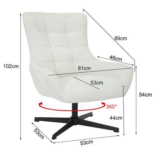 Livingfurn fauteuil Naomi Pearl - wit - stof