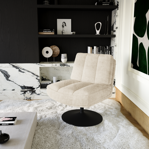 Sia Home - Fauteuil TIMELESS - Fluweel met structuur - Ecru - 60.5cm