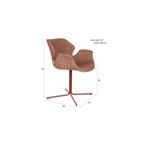 Zuiver Nikki Eetkamerstoelen Armleuning Terra/ Rood - Set van 2