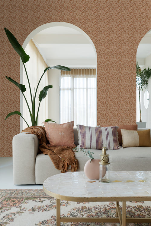 ESTAhome behang bloemmotief terracotta bruin - 50 x 900 cm - 139786 - vtwonen shop