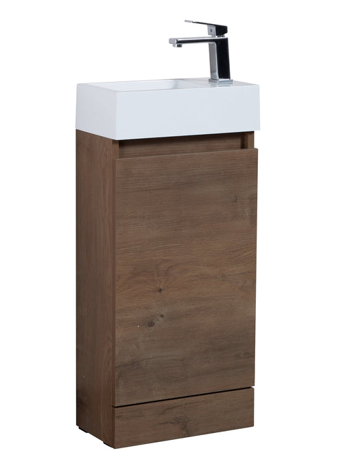 Badplaats Toiletmeubel Peru 40 x 22 cm – Bruin Eiken – Fonteinmeubel met Wastafel