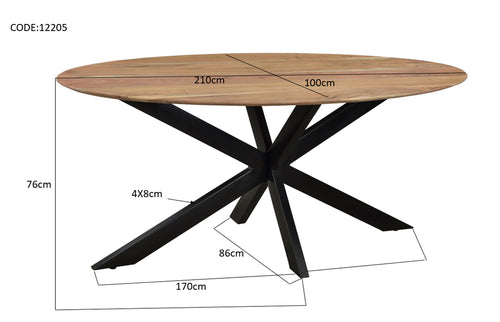 Livingfurn eetkamertafel - Ovaal - Acaciahout - 210 cm - bruin