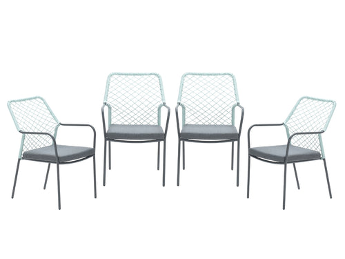 Garden Impressions Dido tuinstoelen set van 4 zachtgroen rope