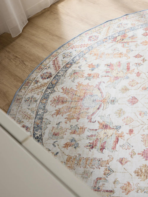 benuta wasbaar vloerkleed George - veelkleurig/beige - ø 120 cm