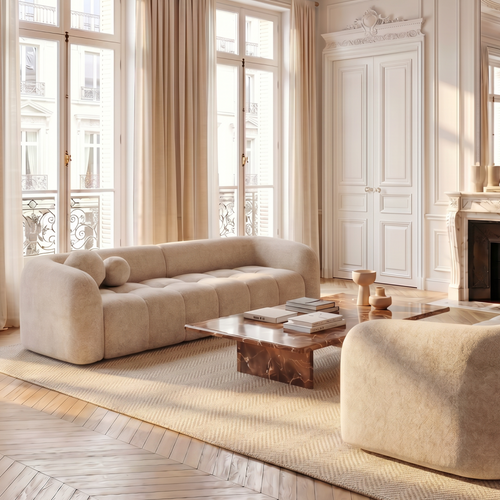 Sia Home - Bank HAUSSMANN - getextureerd fluweel beige 226cm