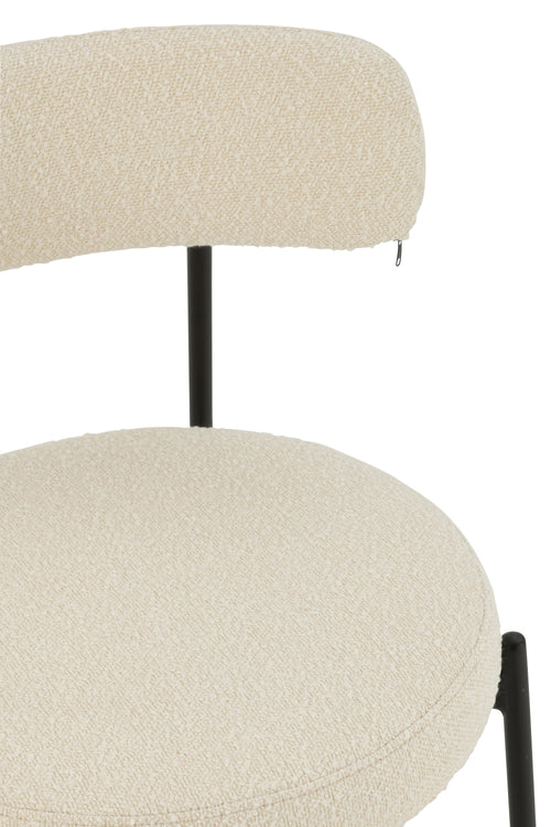 J-Line stoel Bouclé - multiplex/polyester - wit/zwart