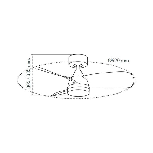 CristalRecord plafondventilator Bryan - 1 lichts - 92  x 38.5   cm - wit hout