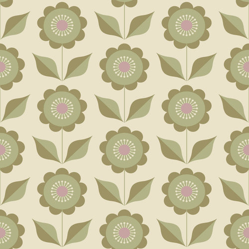 ESTAhome behang bloemen vergrijsd groen - 50 x 900 cm - 130979 - vtwonen shop