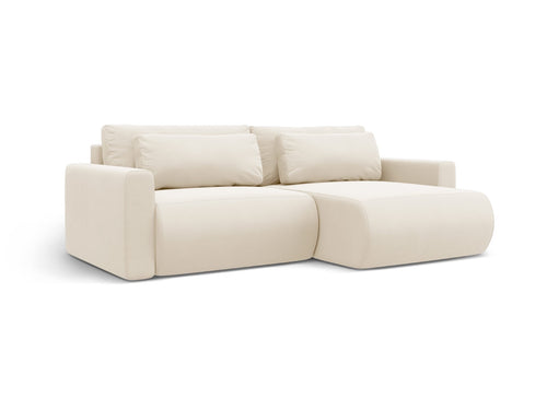 Cosmopolitan Design Omkeerbare converteerbare hoekbank met opbergdoos Belfast 3-zits, flueel ivoor - 149x240x84cm