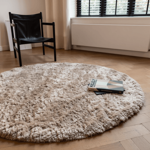 Interieur05 Rond hoogpolig vloerkleed Fender beige - 240 x 240 cm - vtwonen shop