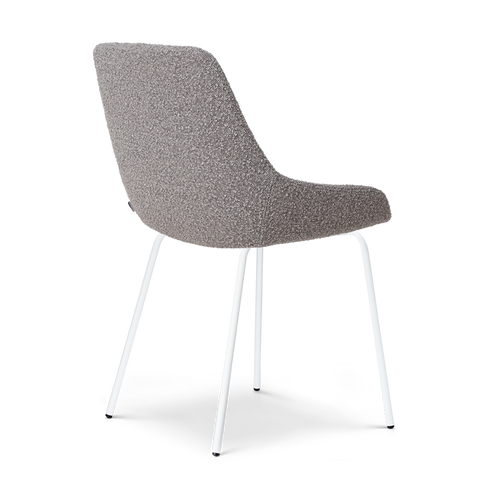 Nolon Nora-Isa Eetkamerstoel Bouclé Taupe - Stof - Wit Onderstel