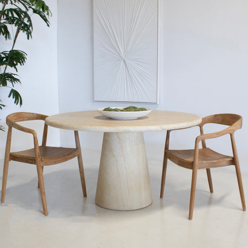 DÉJA Living Eettafel Brunn Rond - Travertin - 130x130x76cm - vtwonen shop