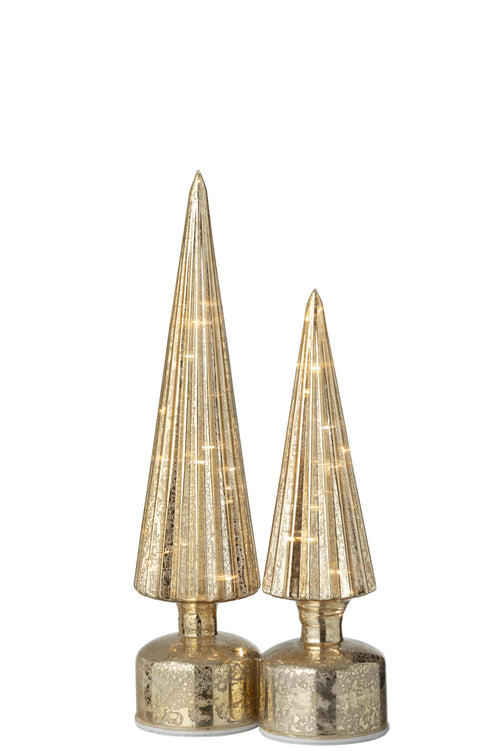 J-Line decoratie Kerstboom Draaiend - glas - goud - large - LED - vtwonen shop