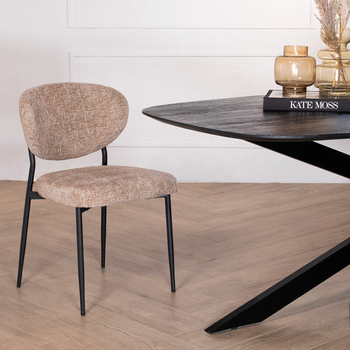 Giga Meubel Eetkamerstoel Vajèn - Stof - Taupe - Set van 2 - vtwonen shop