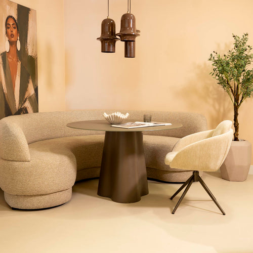 DÉJA Living Eettafel Esra - Rond Kaki Glas/MDF - 120x120x76cm