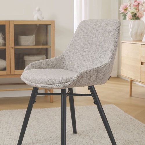 Nolon Nena-Isa Eetkamerstoel Beige Gemêleerd - Zwarte Houten Poten - vtwonen shop