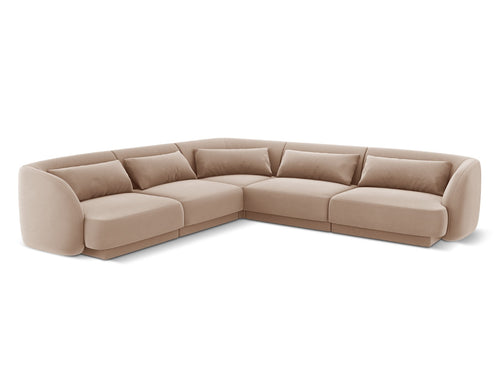 Cosmopolitan Design Symmetrische hoekbank Tulum 5-zits, flueel, beige - 255x255x70cm