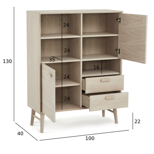 Furnhouse open kast Porto - Witte olie - MDF, Eikenfineer - 40x100x130