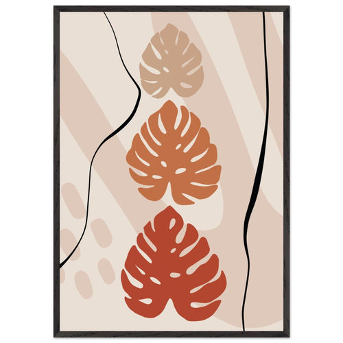 Artfulprints Poster met Lijst Boho – Tropical trio   - 70x100 cm - Taupe