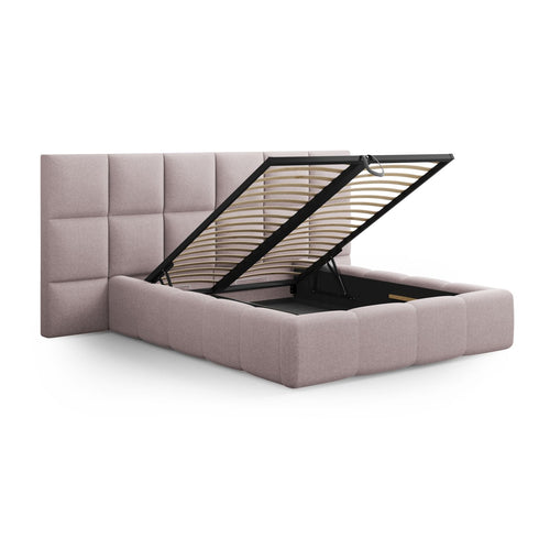 Cosmopolitan Design - Opbergbed met hoofdeinde Livigno 200x200cm structurele stof roze - 230x350x125cm