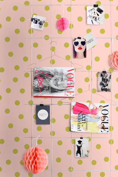 ESTAhome behang stippen roze en groen - 50 x 900 cm - 131576 - vtwonen shop