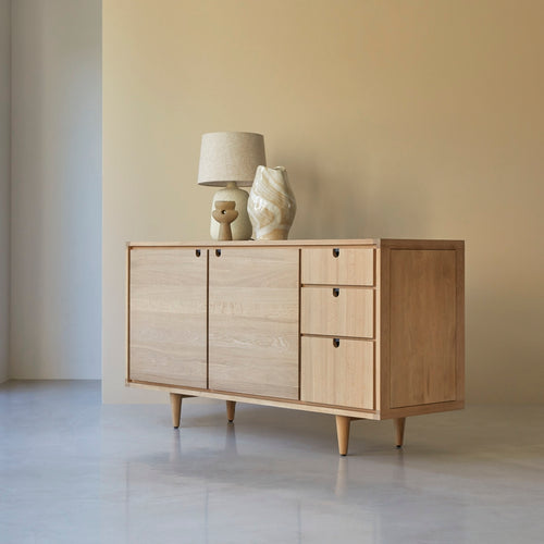 Tikamoon Massief eikenhouten buffet 145 cm - Naturel - vtwonen shop