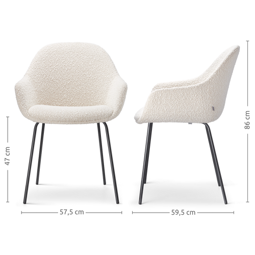 Nolon Nora-Mae Eetkamerstoelen Set van 2 - Bouclé Beige - Zwarte Poten - vtwonen shop