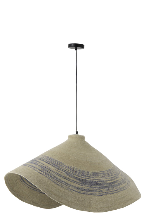 J-Line hanglamp Gestreept - zeegras - naturel/blauw