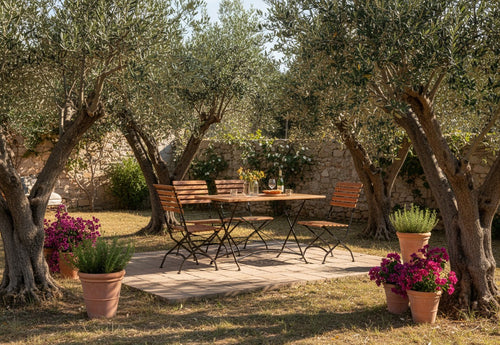 MaximaVida inklapbare acacia tuinset Toscana 120 cm zwart - stoelen zonder armleuning