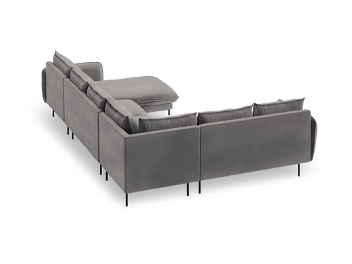 Cosmopolitan Design Panoramische hoekbank links Vienna 7-zits, flueel, lichtgrijs - 235x330x95cm