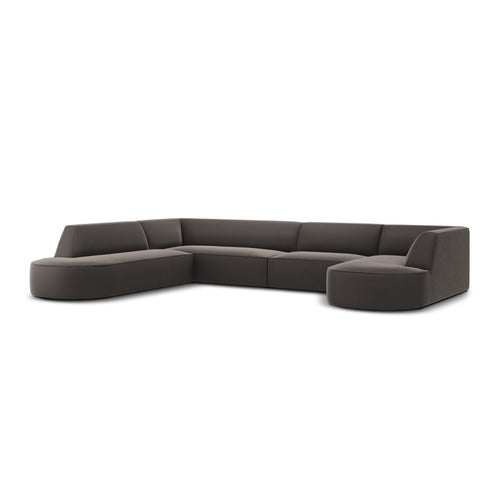 Cosmopolitan Design - Panoramische hoekbank Siena 7-zits, flueel donkergrijs - 273x366x69cm