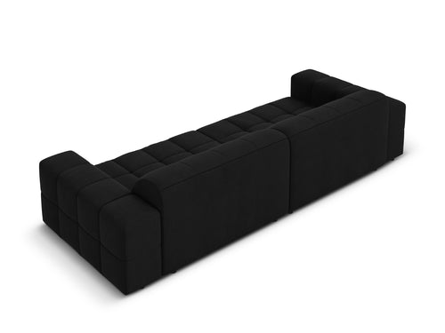 Cosmopolitan Design Bank Chicago 4-zits, flueel zwart - 102x252x78cm