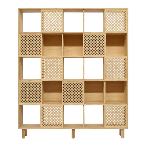 Naan Furniture Boekenkast Blava - Ongelakt Massief Grenen - Natuurlijk - 160 x 191 cm - vtwonen shop