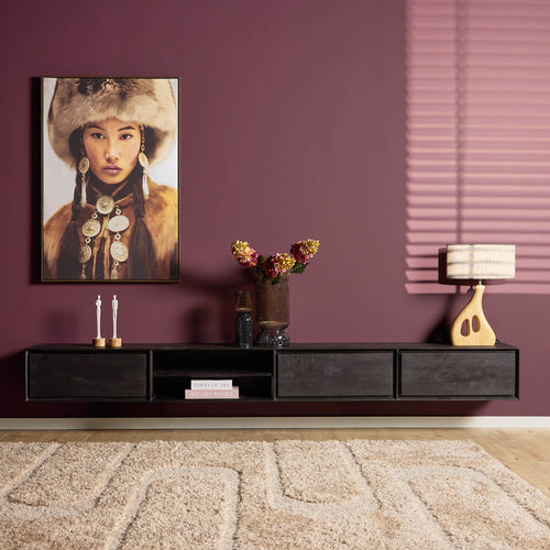 Starfurn Tv-meubel Ambiance - Zwevend - Zwart Hout - 280x35x30cm