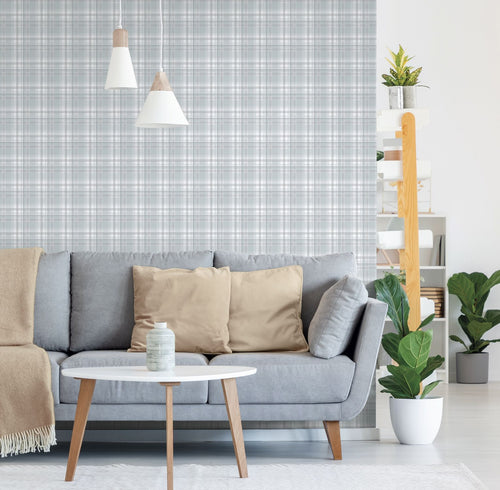 Sanders & Sanders behang ruiten lichtblauw en grijs - 53 cm x 10.05 m - 640717