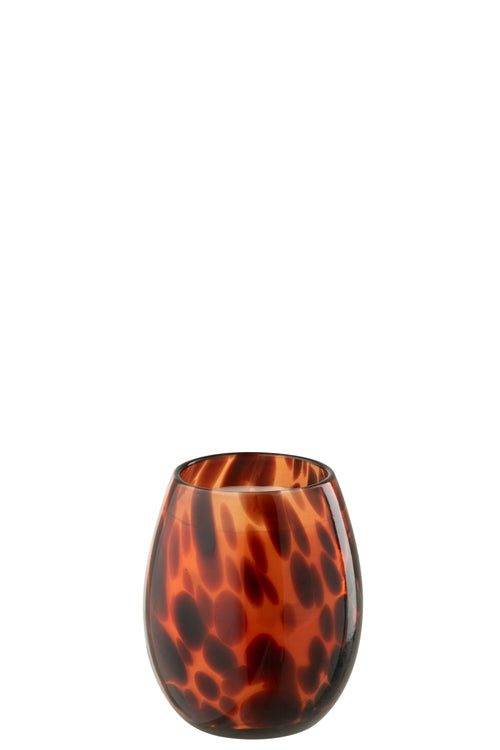 J-Line kaars Mia - glas - oranje/zwart - small - 90U