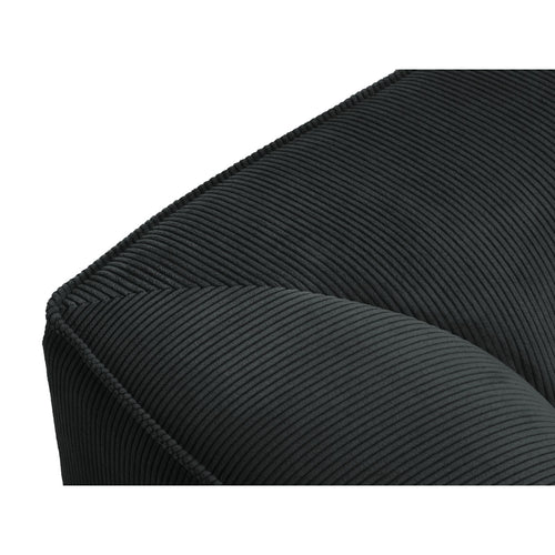 Cosmopolitan Design - Modulaire hoekbank links Siena 3-zits, ribfluwelen zwart - 180x186x69cm