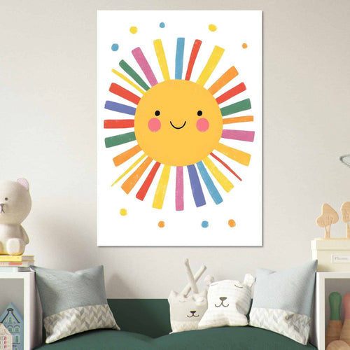 Artfulprints Poster Vrolijke zon   - 70x100 cm - Geel