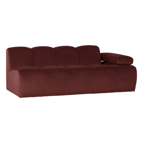 WOOOD 2-zits bank arm rechts Mojo - Velvet - Kastanjebruin - 74x204x97