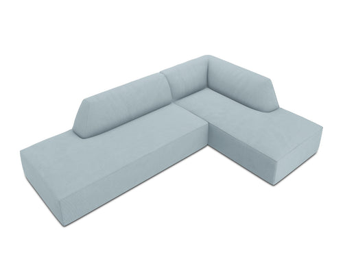 Micadoni rechter hoekbank Ruby 4-zits, ribfluwelen, lichtblauw - 180x273x69cm