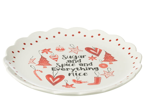 J-Line schaal Rond - keramiek - rood - giftbox