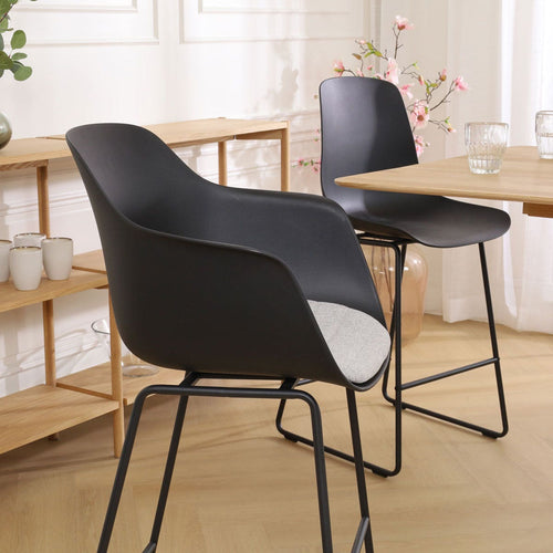 Nolon Nino-Liz Barkruk Zwart - Lichtgrijs Kussen - Wit Frame - 65 cm - vtwonen shop