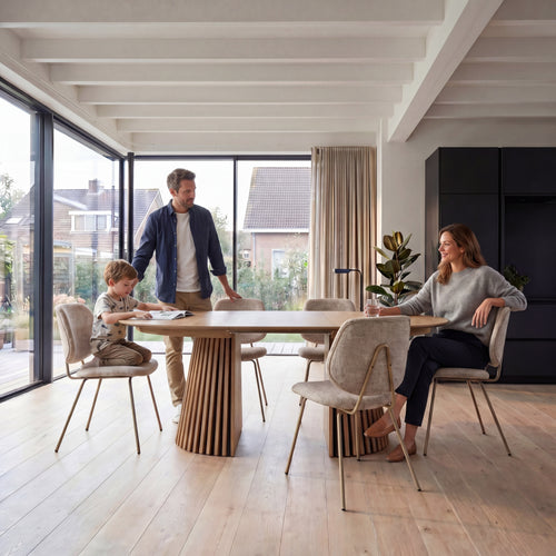 Furnhouse eetkamerstoel Sofia - Beige - Stof (Bouclé) - Set van 6