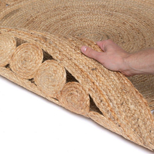 Mrcarpet Rond jute vloerkleed naturel met rand 120cm 120cm