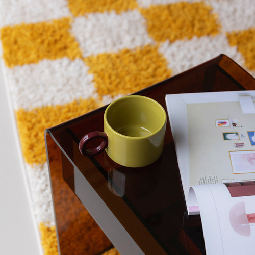 Ona - Beker 28cl mustard yellow/burgundy pink Lou