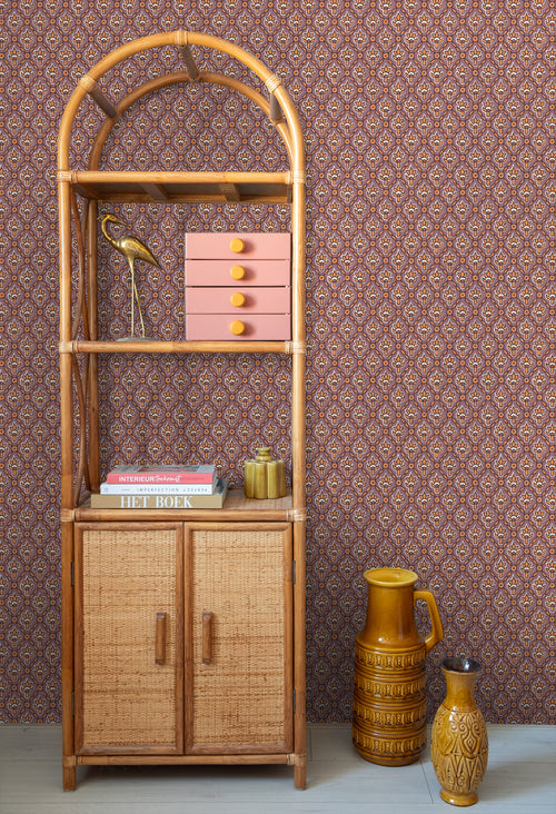 ESTAhome behang vintage bloemen paars en oranje - 50 x 900 cm - 131543 - vtwonen shop