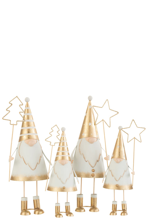 J-Line decoratie Kerstman + Stok Boom/Ster - metaal - wit/goud - large - 2 stuks - vtwonen shop